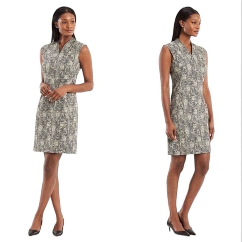 M.M. Lafleur Aditi Sheath Dress Black & White Crackle Print Sz 8 - Picture 3 of 12